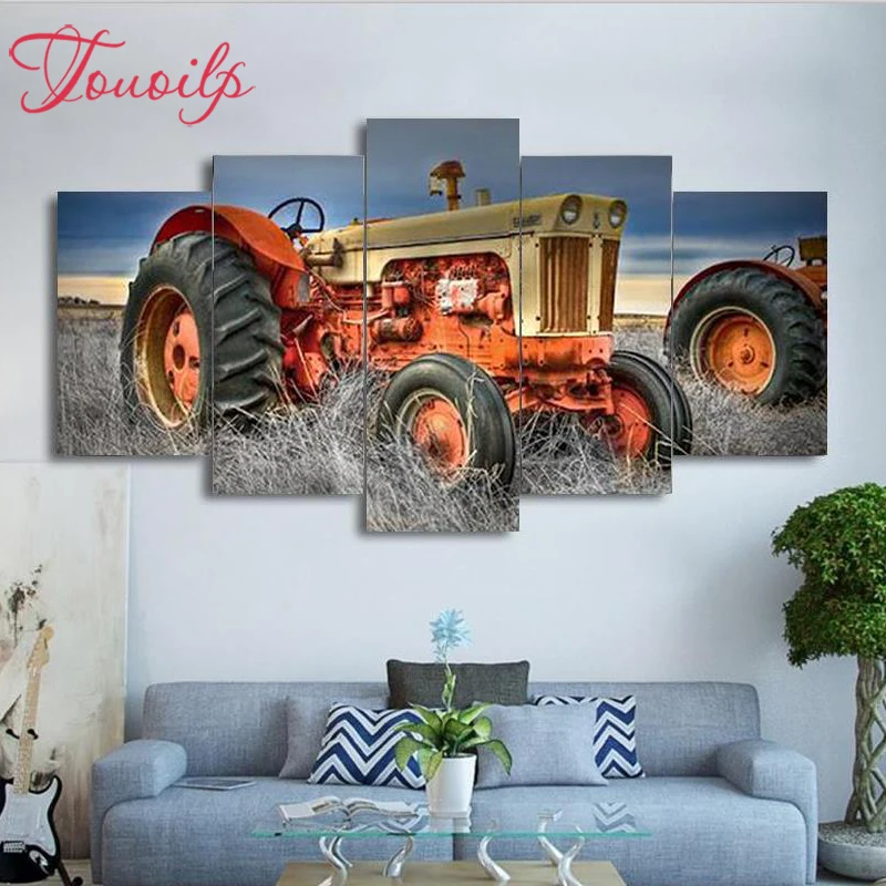 

Diamond Painting On Farm Tractor landscape Pictures drill Rhinestones 5pcs full Square diamond embroidery mosaic Needlework art