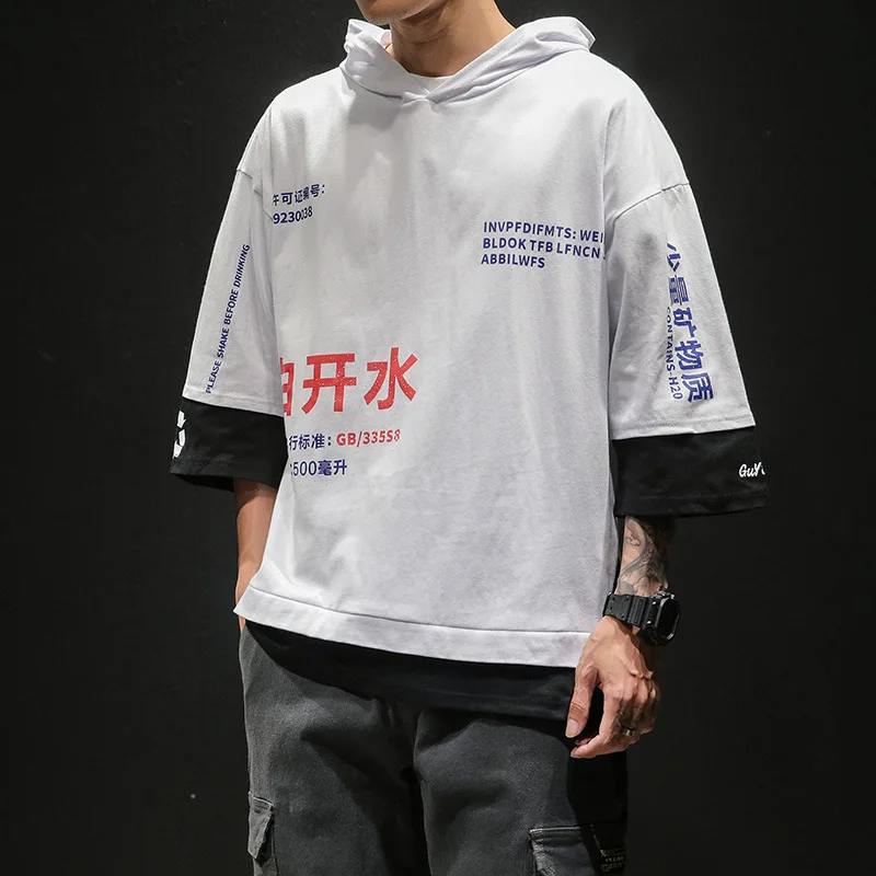 Футболки с принтом уличная одежда 2019 хип хоп Китайский Персонаж повседневные