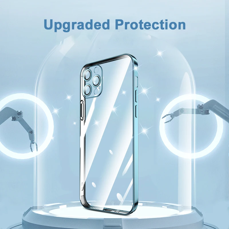 

CASEIER Transparent Phone Case With Lens Film For iPhone 12 Pro Max Mini TPU Cover For Apple 11 Pro Max Camera Protection Cases