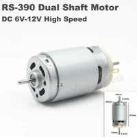 small rs 390 carbon bursh motor dc 6v 9v 12v 25000rpm high speed large torque dual 2 3mm shaft permanent magnet dc motor
