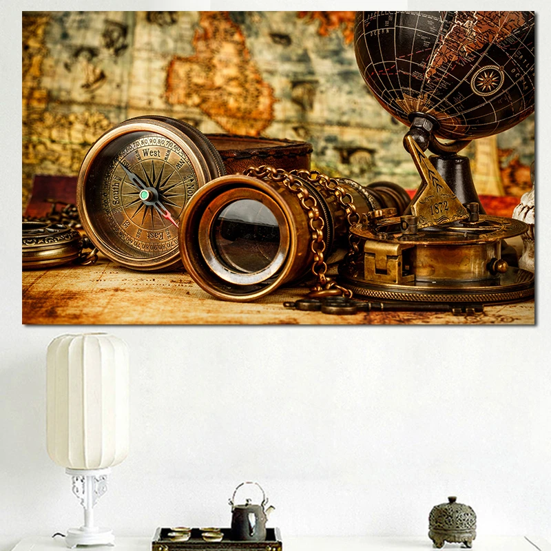 Ретро карта мира морские фотообои и принты HD Картина на холсте настенное