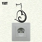 YJZT любящее сердце кошка настенный стикер для выключателя виниловые наклейки в виде Фотообоев c переводными картинками животных мультфильм творческий узор S19-0891