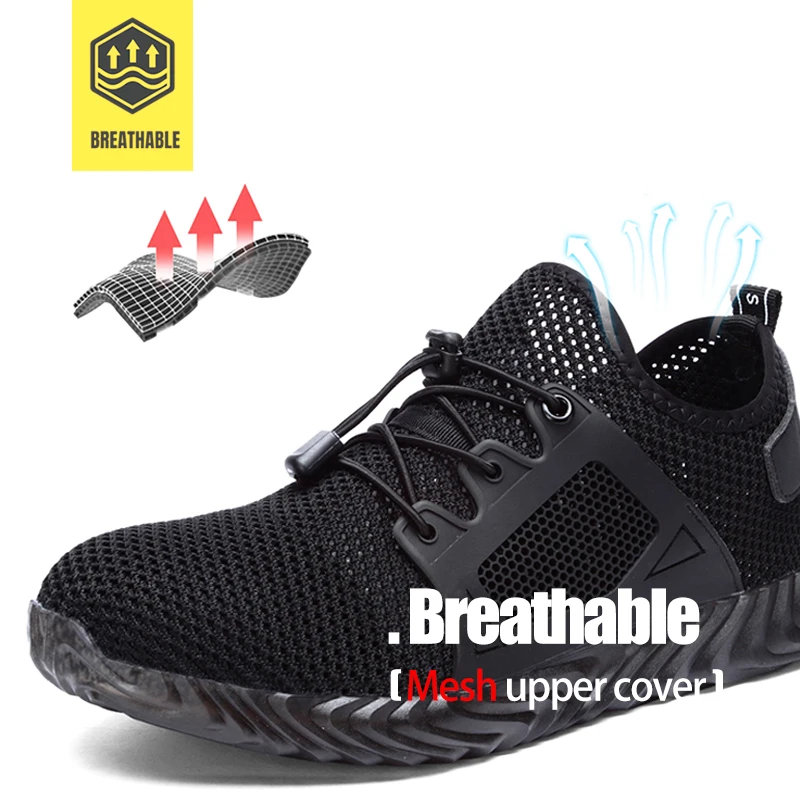 LARNMERN Men's Work Safety Shoes Steel Toe Lightweight Breathable Anti-smashing Non-slip Construction Protective Footwear | Обувь