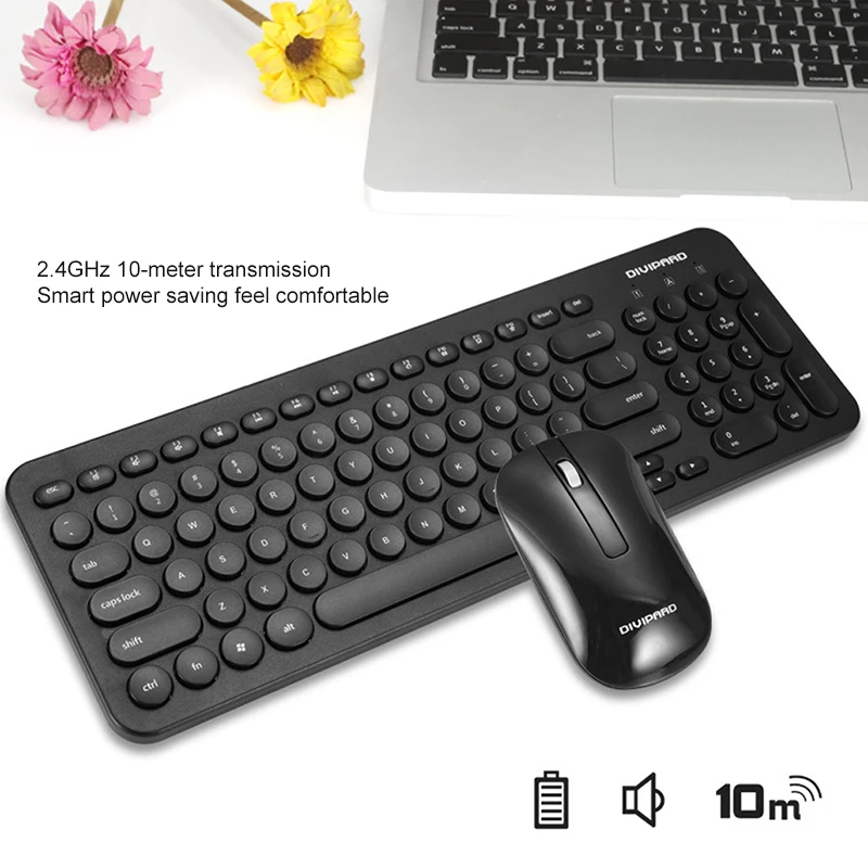 

Portable Punk Wireless Keyboard Set Candy Color Mini 2.4GHz Round Keycap Keyboard and Mouse Combo for PC Laptop Notebook Gifts