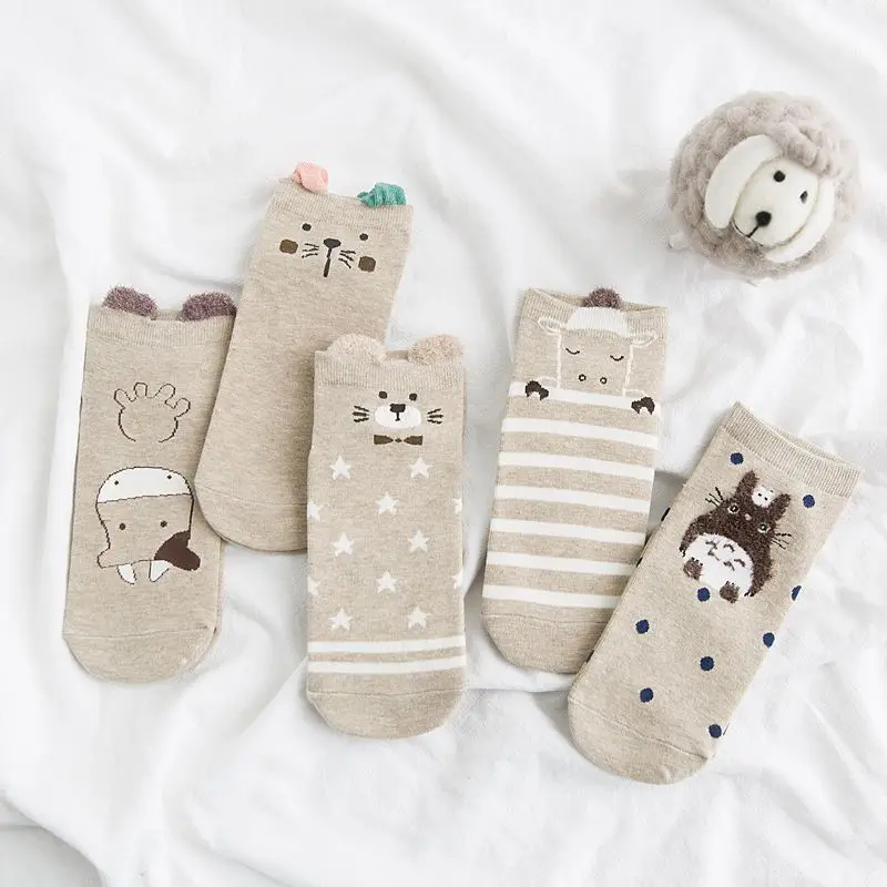 5 пар женские летние Короткие хлопковые носки|Носки| |