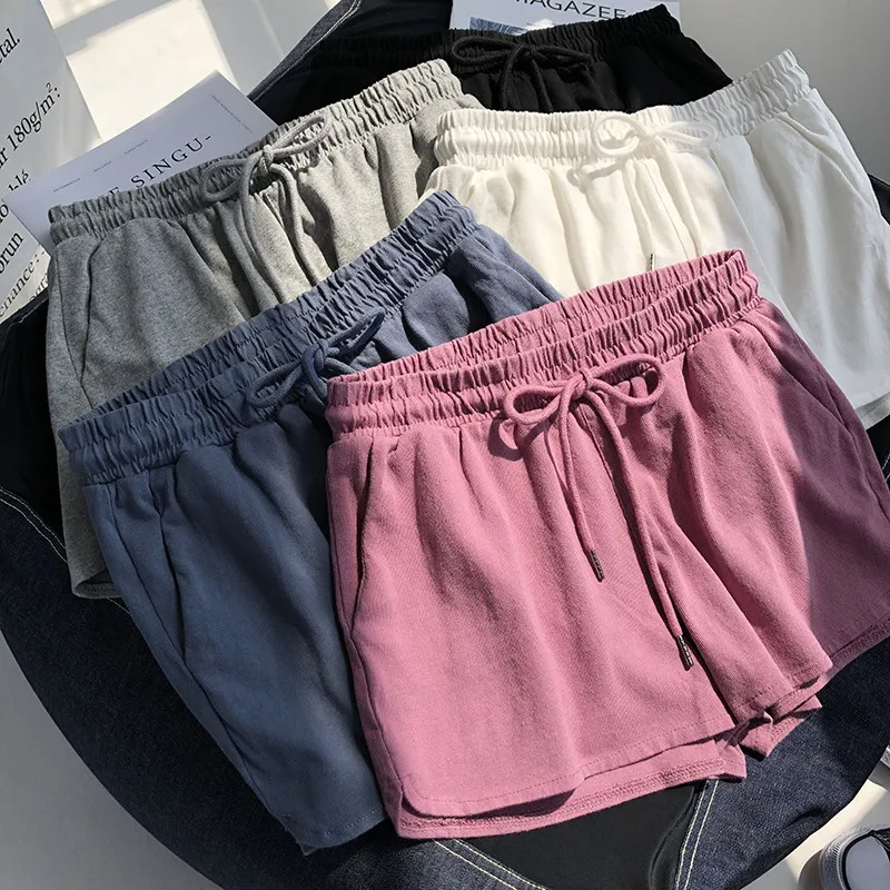 

High Waist Shorts Summer Black Pink Loose Sweat Women Mini Short Sweatpants Sport Femme Spodenki Pantalones Cortos Mujer Szorty