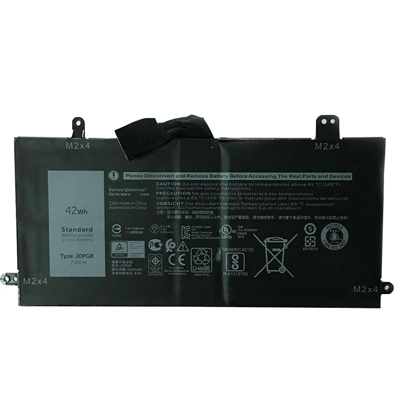 

J0PGR 1WND8 5250mAh / 2622mAh Новый аккумулятор для ноутбука DELL LATITUDE 5285 J0PGR 1WND8 7,6 V 42Wh 11,4 V 31.5Wh