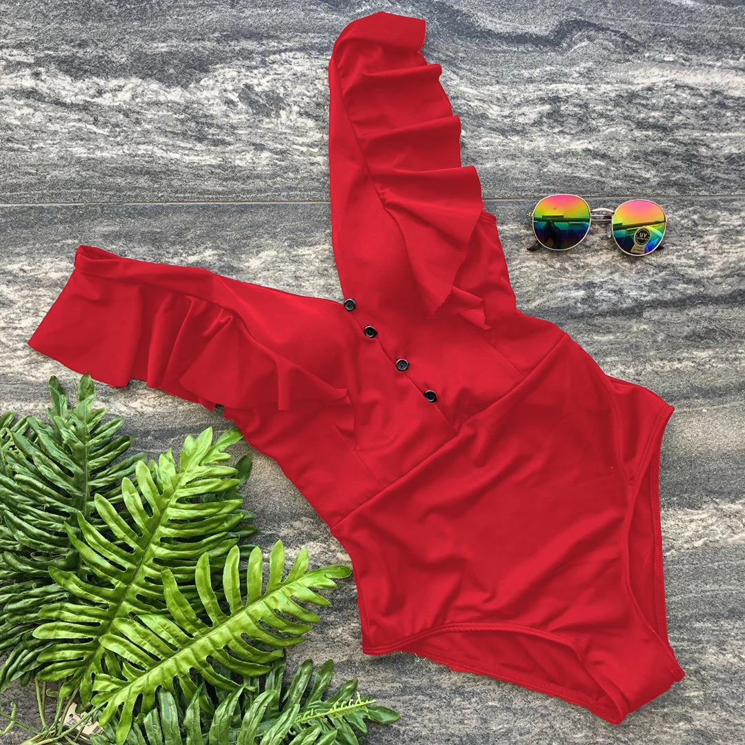 Сексуальный бандажный женский купальник 2019 Цельный монокини с ремешками черный