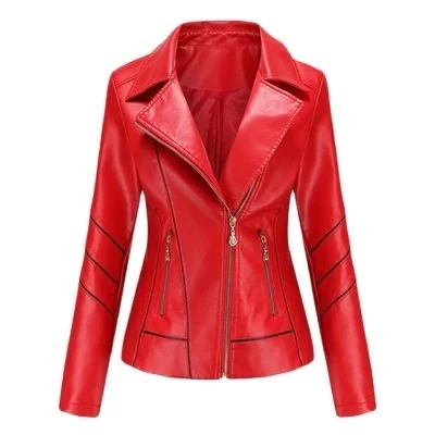 2021 new leather women's thin short coat spring and autumn JACKET MOTORCYCLE women's wear enlarge