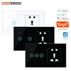 Wi-Fi Умный выключатель света беспроводной прерыватель настенные розетки универсальная электрическая розетка пульт дистанционного управления Tuya Alexa Google Home