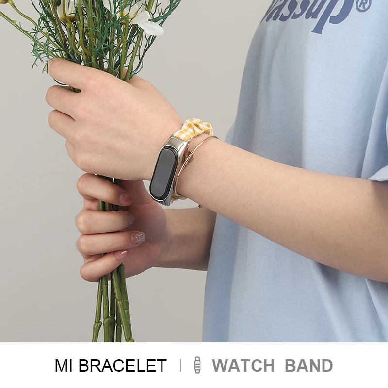 

Scrunchies Elastic Strap for Xiaomi Mi band 6 5 4 replaceable Bracelet Mi Band 5 correa Wristband Breathable straps for miband 6