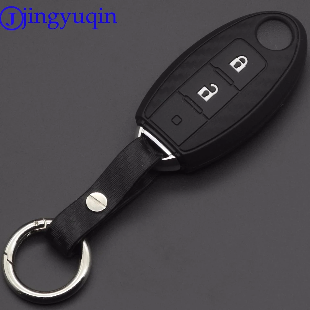 Jingyuqin 2/3Btns карбоновая модель для Nissan X Trail 370Z Cube Micra Qashqai Juke Leaf Tiida Quest Versa|Футляр