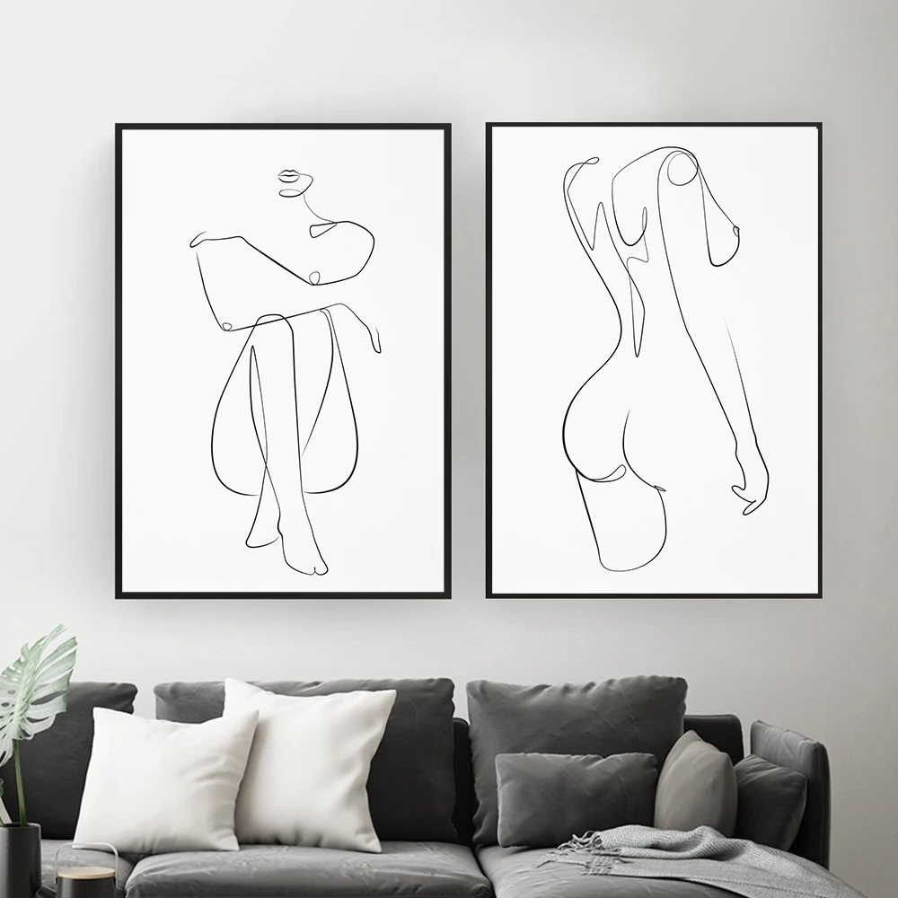 

Nude Naked Sexy Lady Body Line Drawing Art Canvas Painting Women Abstract Posters and Prints Modern Home Female Wall Art Decor