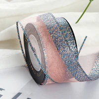 2 5cm glitter colorful organza stain onion ribbon for diy crafts accessories hairbow diy card gift bouquet wrapping supplies
