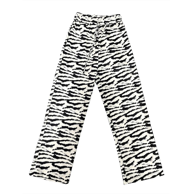 

New Summer Pants Women Trousers Fashion Loose Elastic Waist Pants Cotton Harajuku Cartoon Zebra Pattern Tie Dye Casual Straight