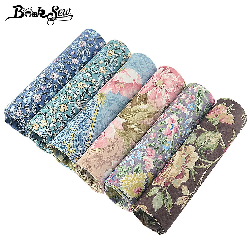 Booksew 6 PCS/lot 40x 50cm Scrapbooking Patchwork DIY Sewing Material Textile Tissu Coton Floral Fabric Cotton Twill Cloth
