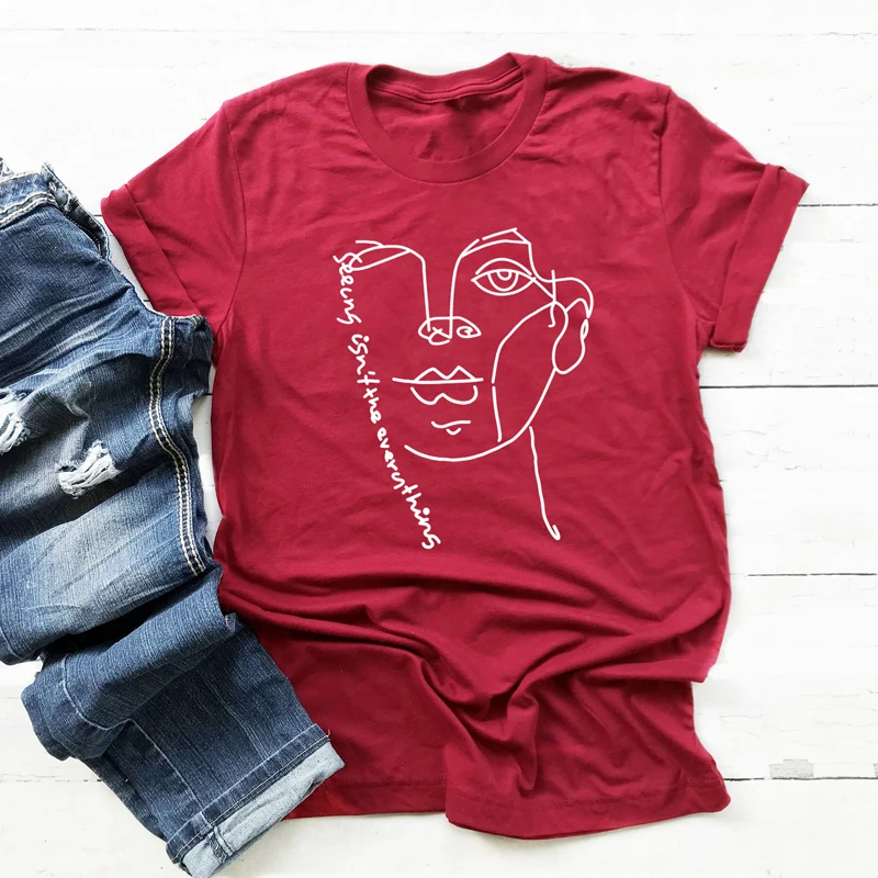 Seing Is Not The Everythings графическая футболка абстрактная забавная линия нарисованные