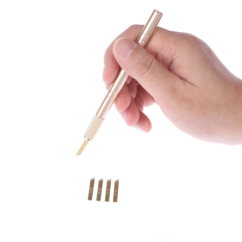 Ручной профессиональный набор для татуировки бровей Золотая тату-ручка Tebori 3D + 5