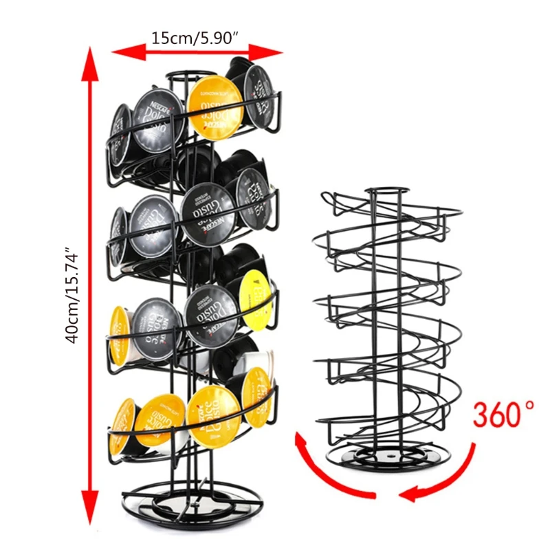 

B03D Coffee Pod Carousel Spins 360 Degrees Coffee Pods Storage Shelves 30 Pod Organizer Compatible with Gusto Home Office Rack