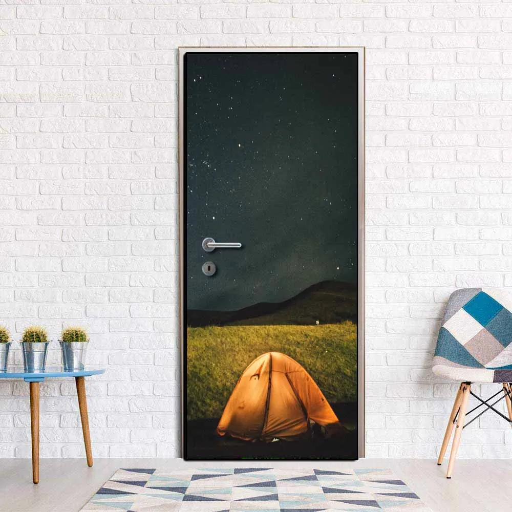 Креативная дверная наклейка для кемпинга популярная дверь фон фото настенная s