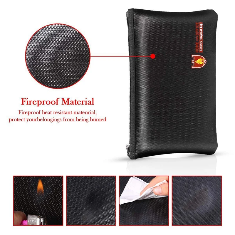 

2 Pcs Fireproof Document Bags, A4 Size Waterproof and Fireproof Bag with Fireproof Zipper for iPad, Money, Jewelry, Passport, Do