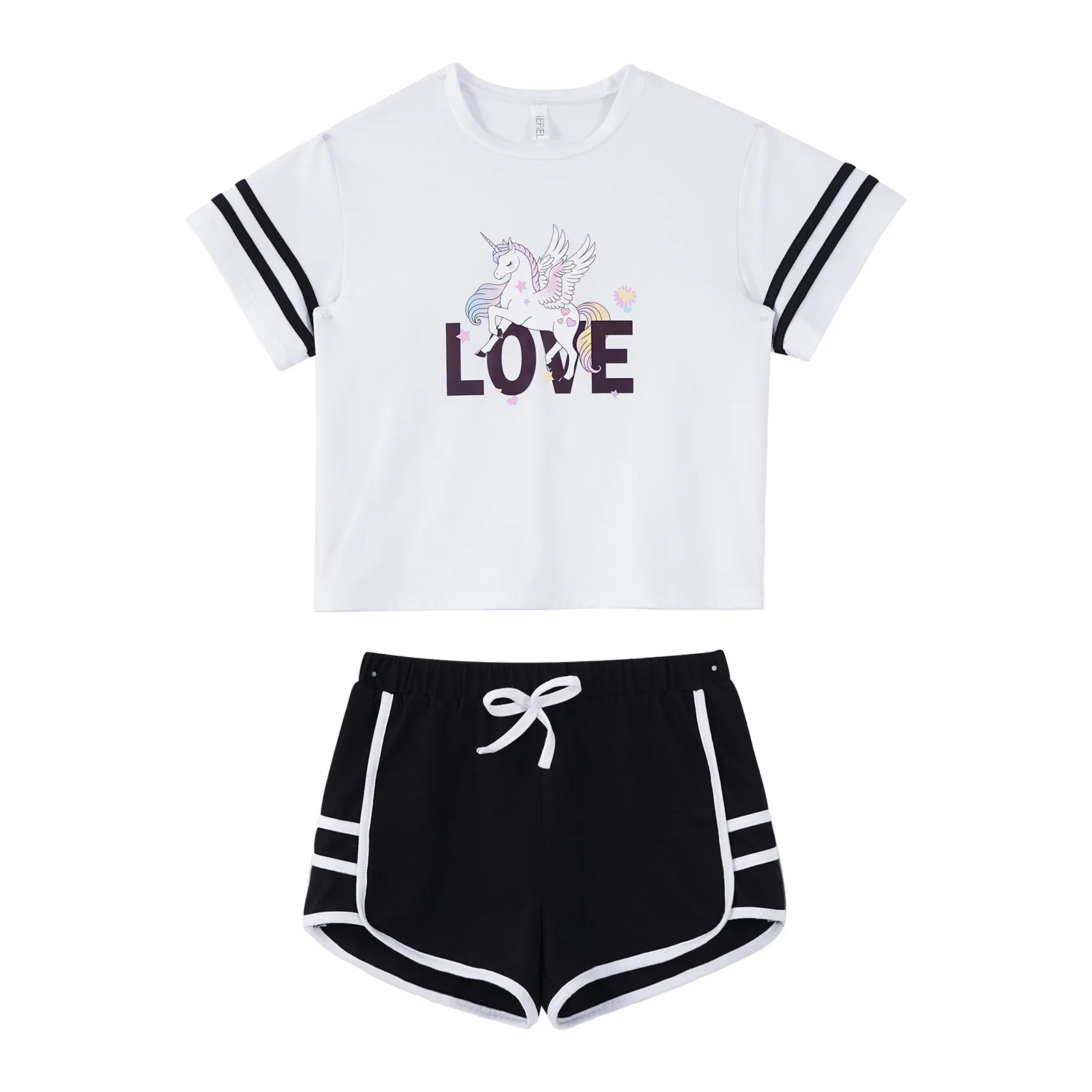 Комплект детской летней одежды для девочек 2021 детская спортивная футболка +