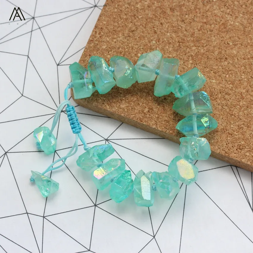 Boho для женщин мужчин полированная палочка точки прозрачный белый кварц кристалл шнур завязанный регулируемый браслет ручной работы ювелирные изделия YYX-CT-108AMAE