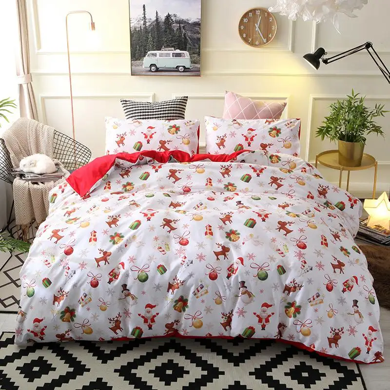 

50 Christmas Bedding Set Printed Duvet Cover King Queen Size Sets Quilt Cover Deer Comforter Covers 3Pcs 260x230