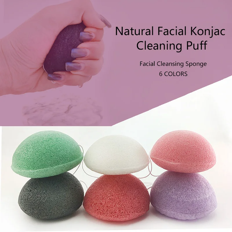 

6pcs/lot Konjac Face Exfoliator Facial Cleaning Sponge Face Wash Puff Cosmetic Puff Washing Pads Facial Care Bubble Foam Maker