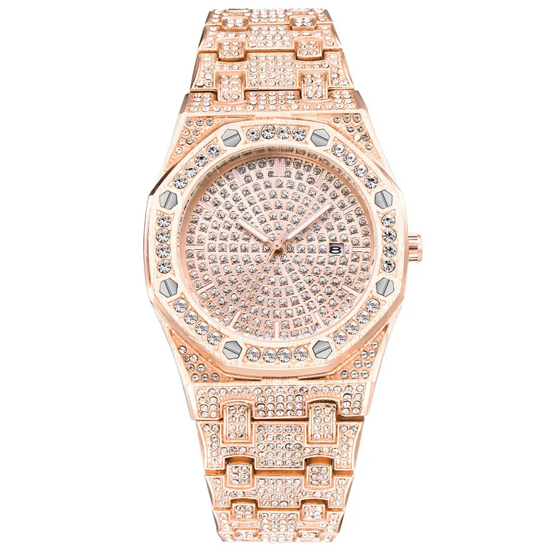 

inlaid gold fashion square square star square steel belt men's watch water diamond calendar watch lovers watch women