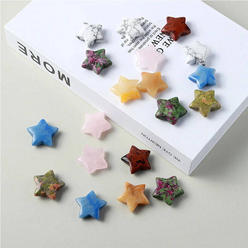 

1pc Natural Star Shape Colourful Crystal Polished Meditation Aura Stone Healing Gemstones Gifts Home Accessories