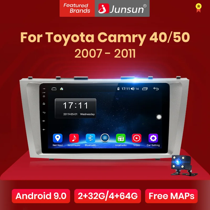 Junsun V1 Android 9,0 2G+ 32G DSP автомобильный Радио Мультимедиа Видео плеер навигация gps 2 din для Toyota Camry 40 50 2007 2008 без dvd
