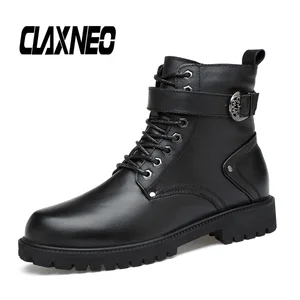 CLAXNEOмужские ботинки; Высокие осенние мужские ботинки в байкерском стиле; Мужская обувь из натуральной кожи; Зимняя теплая обувь на меху; Большие размеры