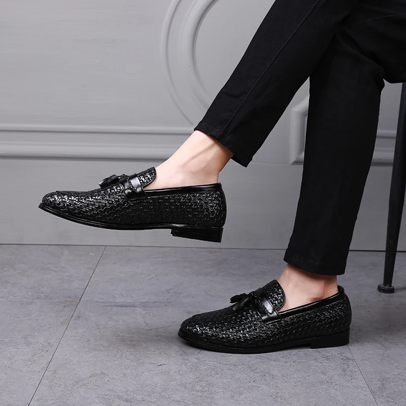 CIMIM брендовые Большие размеры кисточки клетчатые деловые мужские лоферы Италия