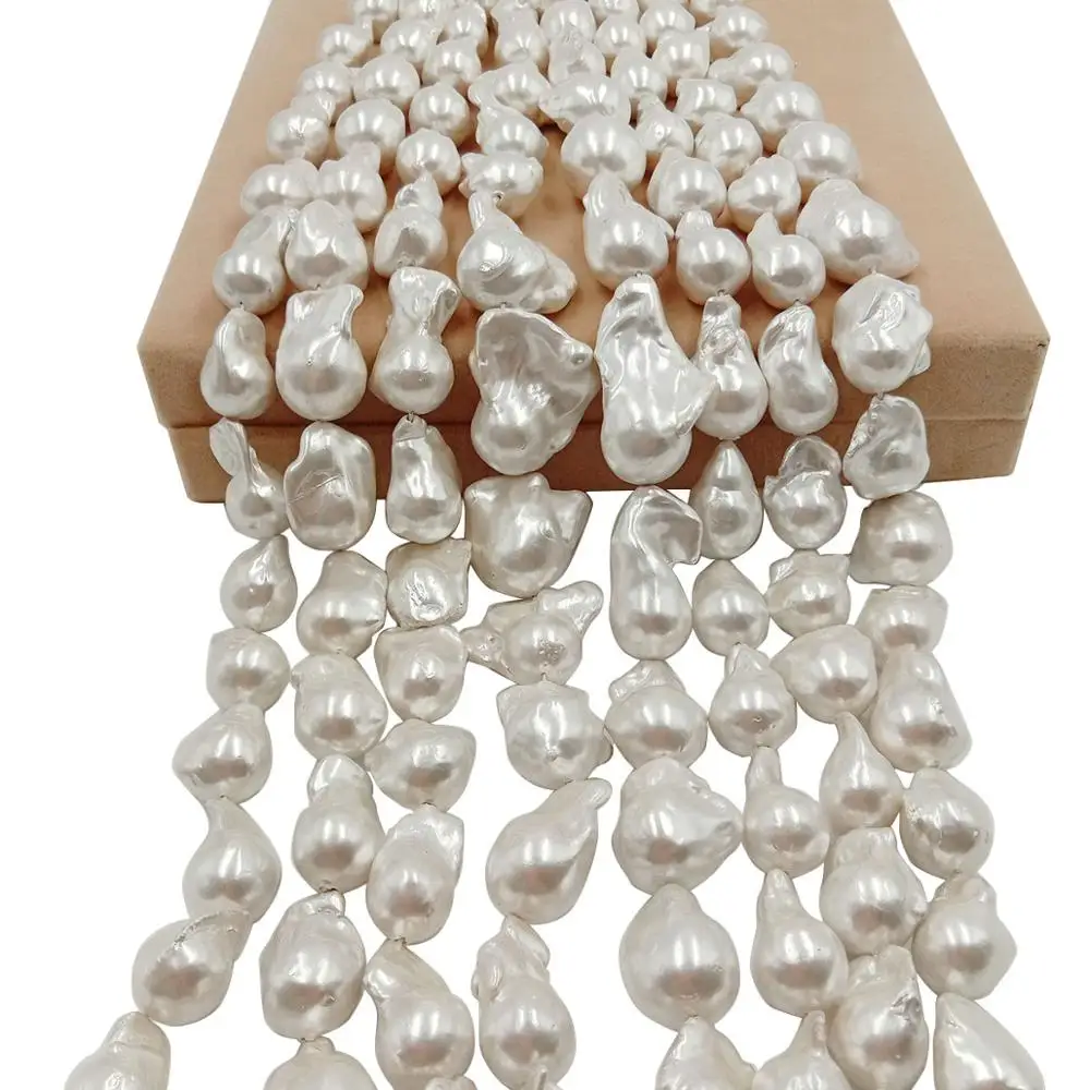 16 дюймов 100% пресноводный свободный Жемчуг в форме барокко 15 27 мм x 17 32 большой