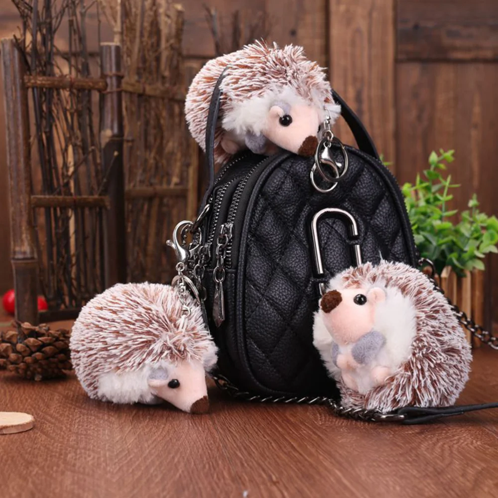 

Grey Hedgehog Keychains Gift Plush Key Holder Adorable Pendant Lovely Key Rings Craft Ornaments