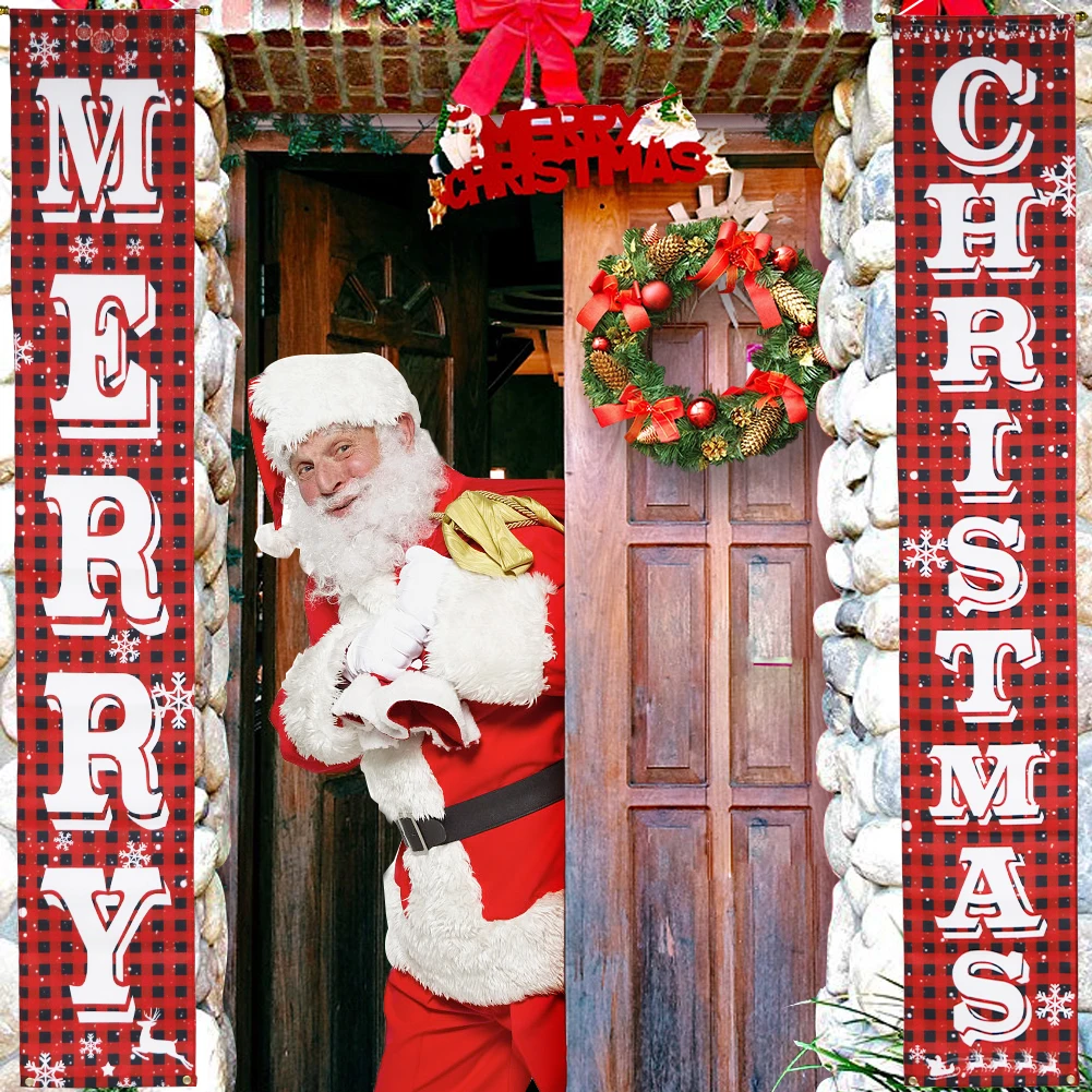 OHEART с Рождеством знак крыльца дверной баннер рождественские украшения для дома