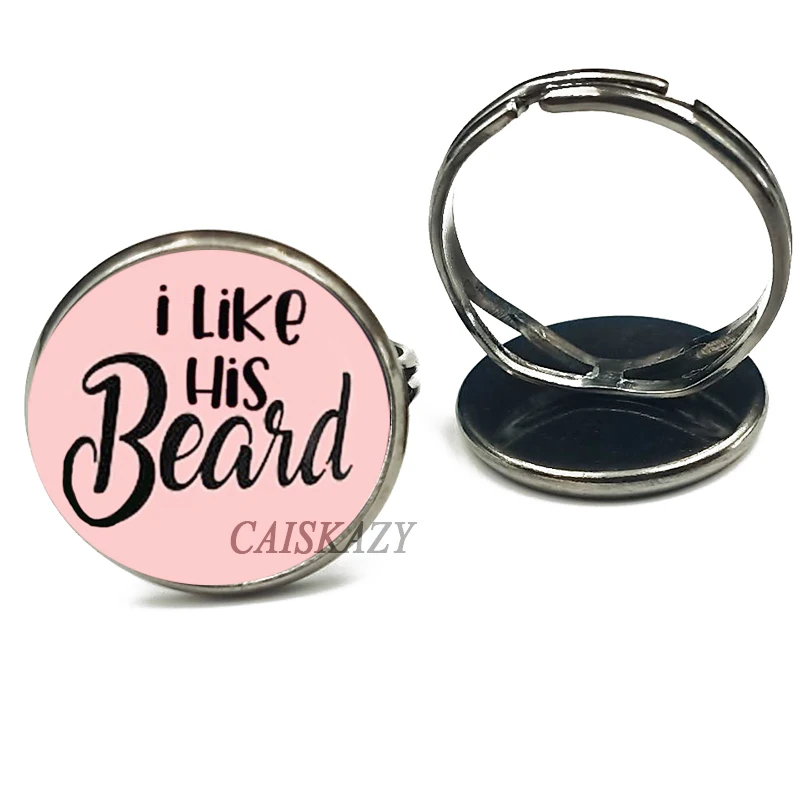 Кольцо с кабошоном из стекла и ягодиц I Like Her Beard креативное кольцо для влюбленных |