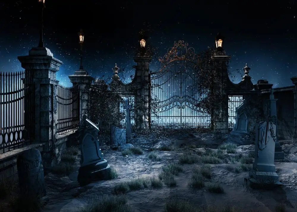 

Halloween Backdrops For Photography Tomb Park Shiny Star Terrible Night Photography Backgrounds Photocall Photo Studio