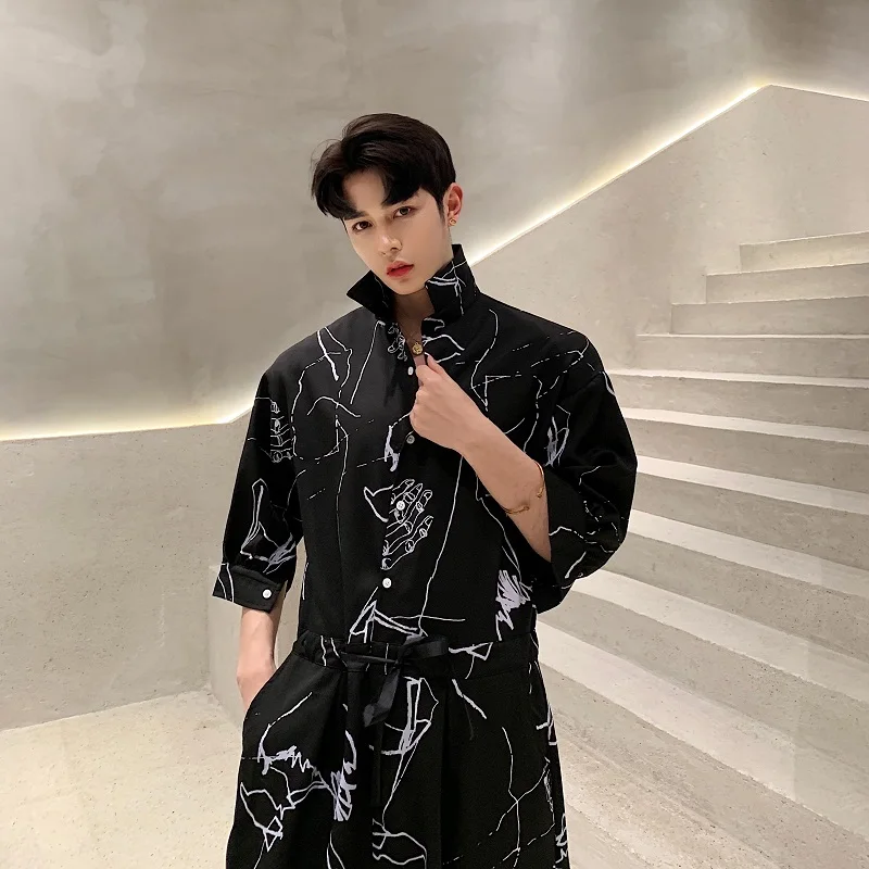 Мужские летние свободные повседневные Комбинезоны с коротким рукавом