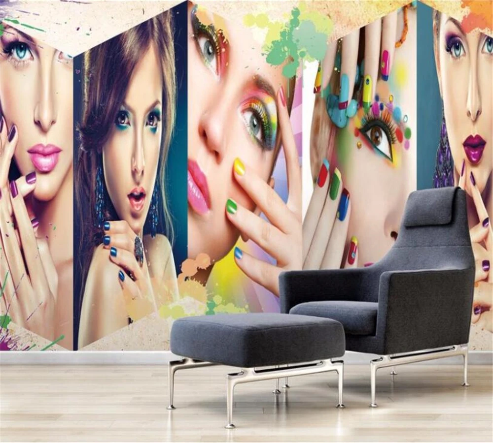 

beibehang Wallpaper customization 3D HD retro fashion makeup nail tools photo living room bedroom wallpaper TV background