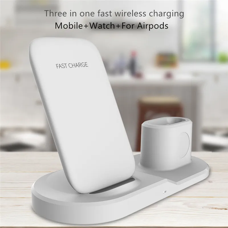 3 in 1 Fast Wireless Charger Dock Station Charging For iPhone XR XS Max 8 for Apple Watch 2 4 AirPods Holder | Мобильные телефоны и