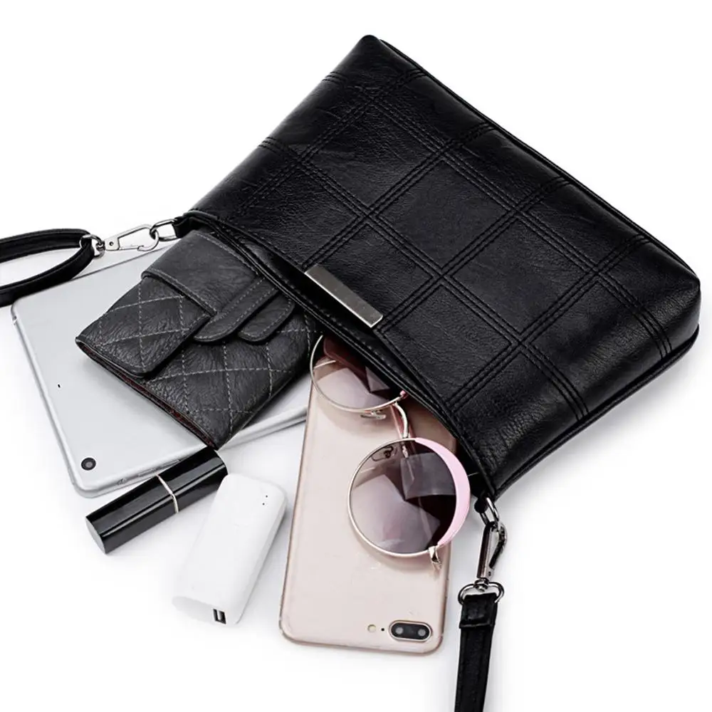 Роскошные дамские сумочки дизайнерские кожаные клетчатые мессенджеры на ремне