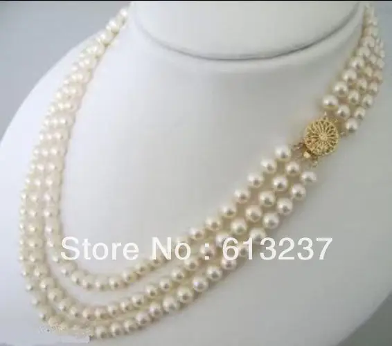 Колье с натуральным искусственным жемчугом Akoya 3 ряда 7 8 мм 17 21 &quot MY4571|necklace wolf|necklace