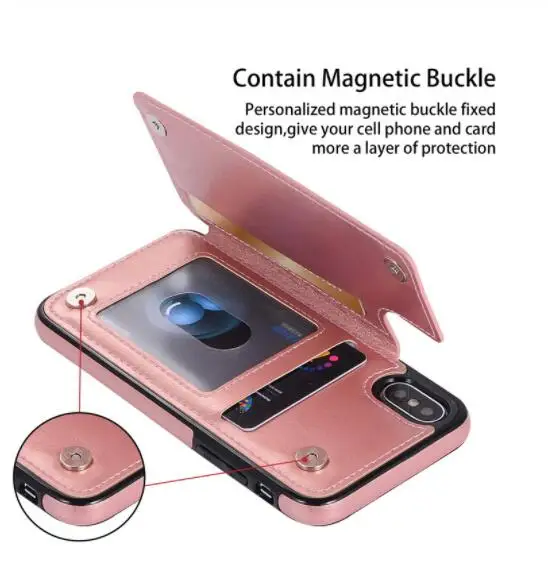 Чехол книжка из искусственной кожи для iPhone 7 8 6 S s Plus с отделениями карт накладка