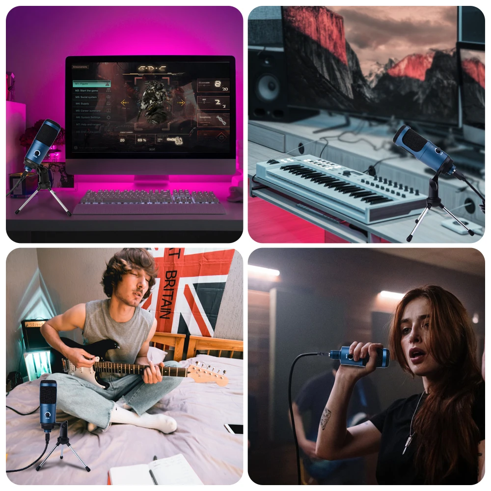 

Metal USB Microphone PC condenser Microphone Vocals Recording Studio Microphone for YouTube Video Skype Chatting Game Podcast