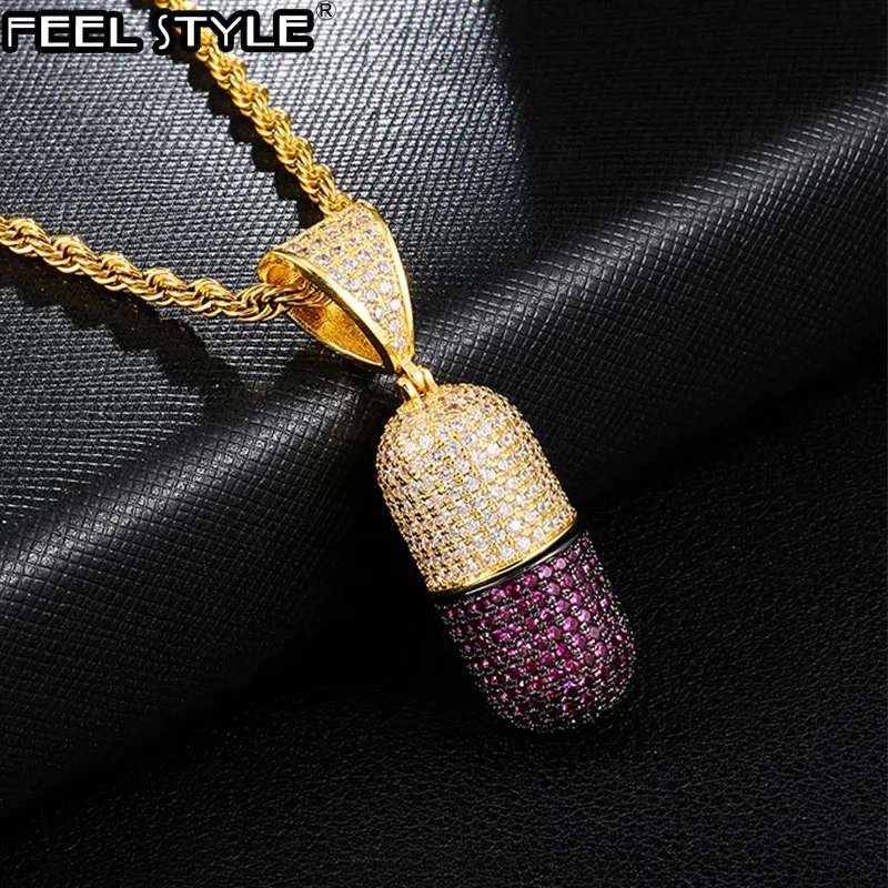 Ожерелья и подвески в виде капсулы с блестящими сверкающими камнями фианитами