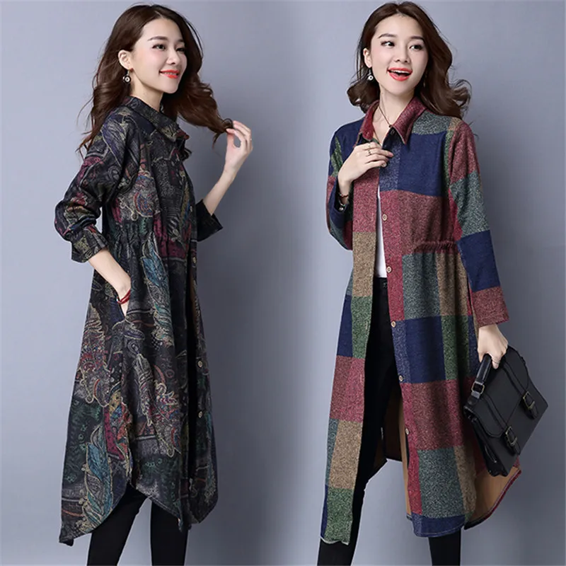 Тренчкот женский в стиле ретро плотная модная ветровка с принтом верхняя одежда