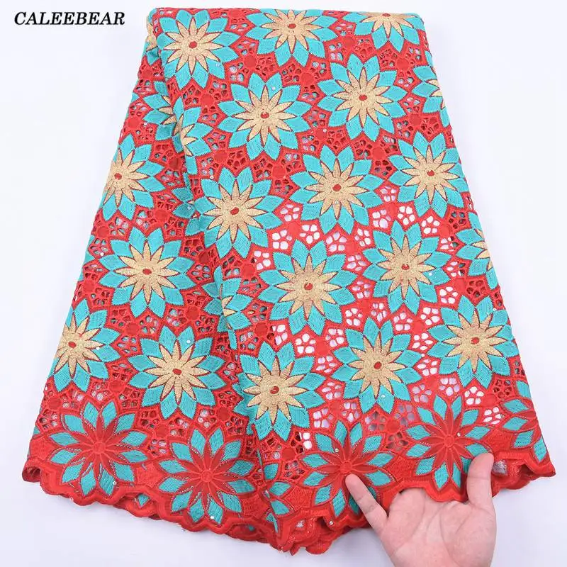 Красная 100% хлопковая кружевная ткань швейцарская вуаль кружево в Швейцарии 2020