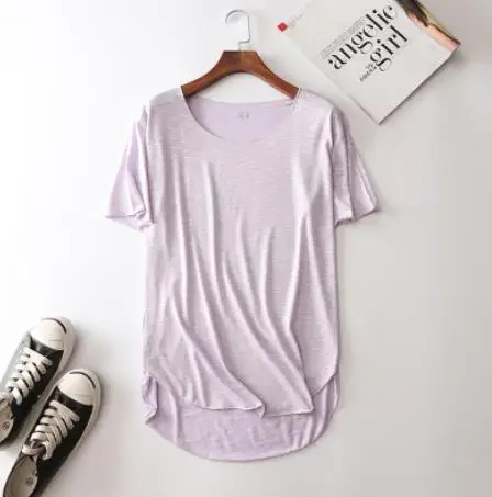 

100% Bamboo Fiber Cotton tee shirt 2021 Summer T Shirt Women tops Clothes Loose T-shirt Casual O-neck